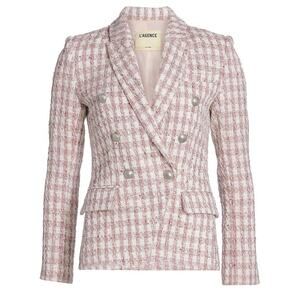 L'AGENCE Pink and White Plaid Blazer